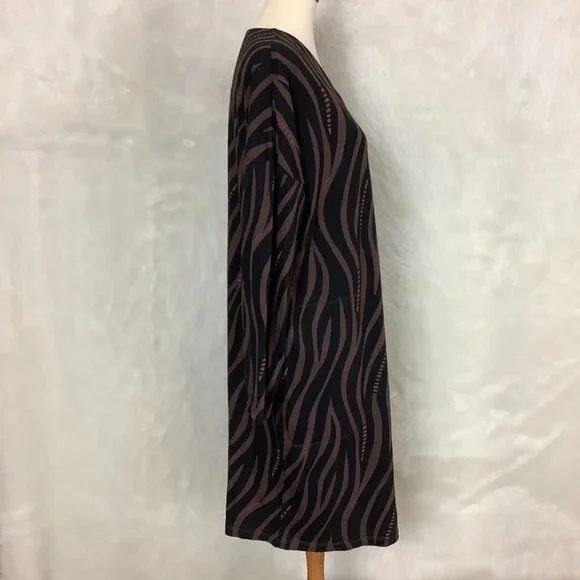 Gudrun Sjoden Brown & Black Wavy Stripe Long Sleeve Dress - Picture 5 of 7